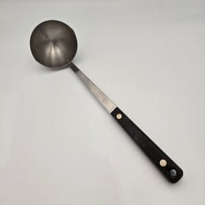 Ekco Vintage Soup Ladle Stainless Vanadium Black Riveted Handle USA 12 Inch